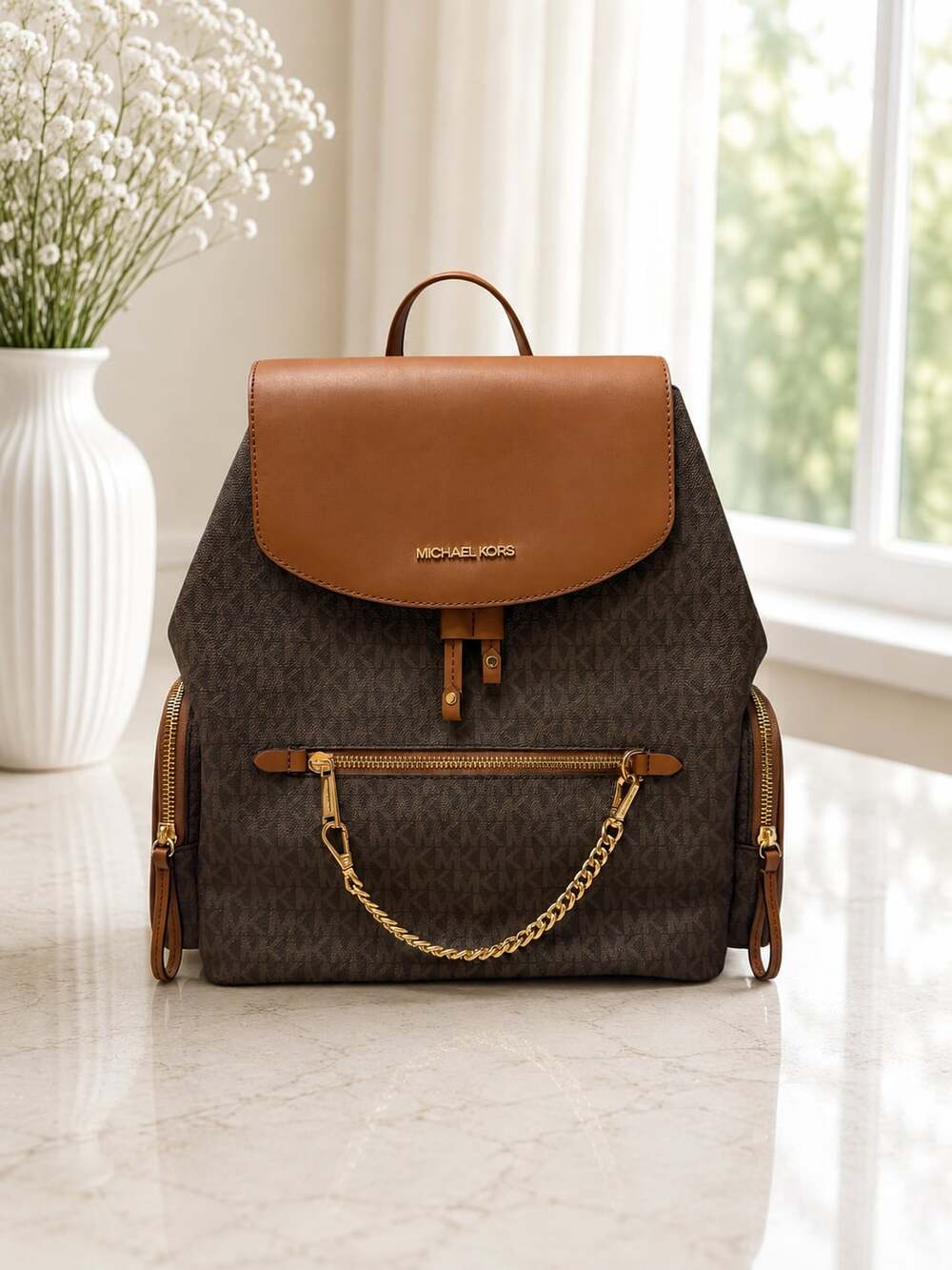 Michael Kors Jet Set Large Logo Backpack Brown